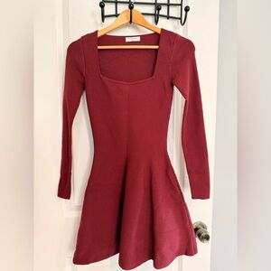 Babaton Women's Long Sleeve Burgundy Dress
